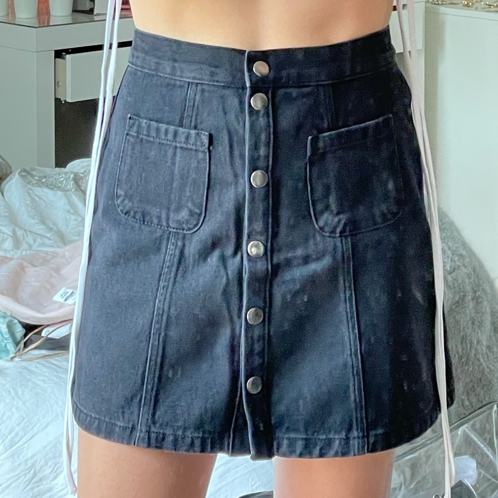 BDG black denim skirt with pockets